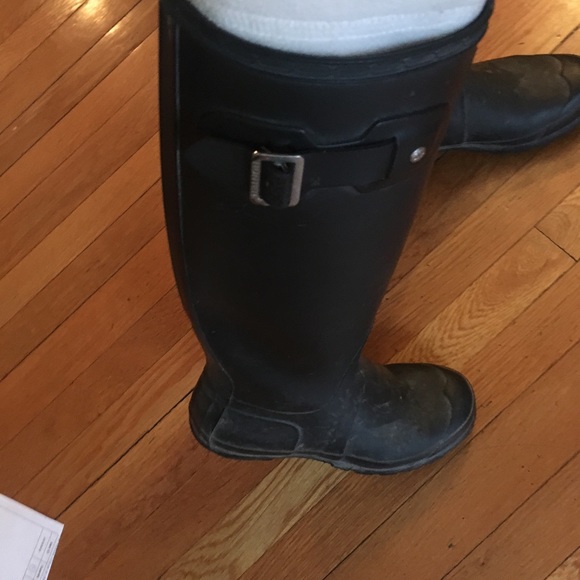 Matte Black Tall Hunter Boots WITH Cream Socks - Picture 3 of 5